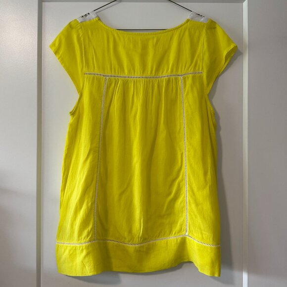 Moulinette Soeurs (Anthropologie) lemon yellow embroidered peasant top / sz 10 - Picture 11 of 11